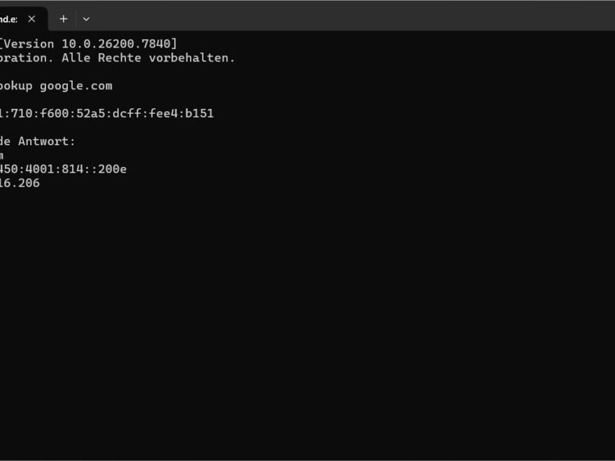 DNS Lookup mit nslookup in der Windows CMD Eingabeaufforderung