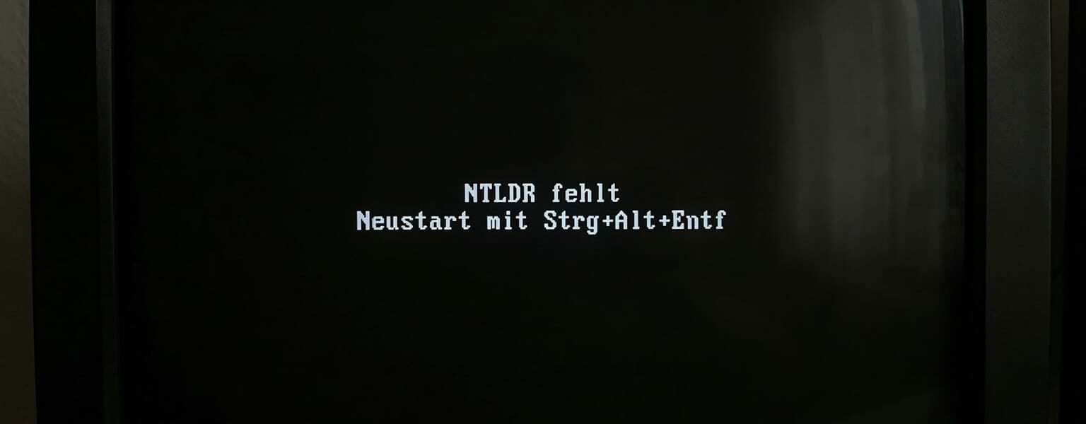 Fehlermeldung NTLDR fehlt auf schwarzem Bildschirm beim Computer-Start