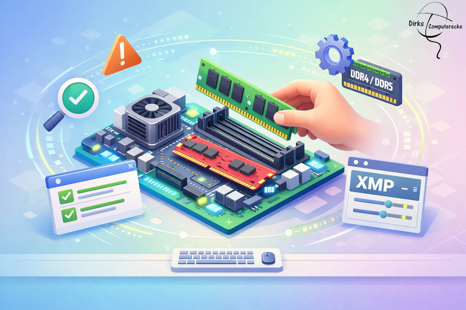 Defekten Arbeitsspeicher austauschen und neuen RAM in Mainboard einbauen