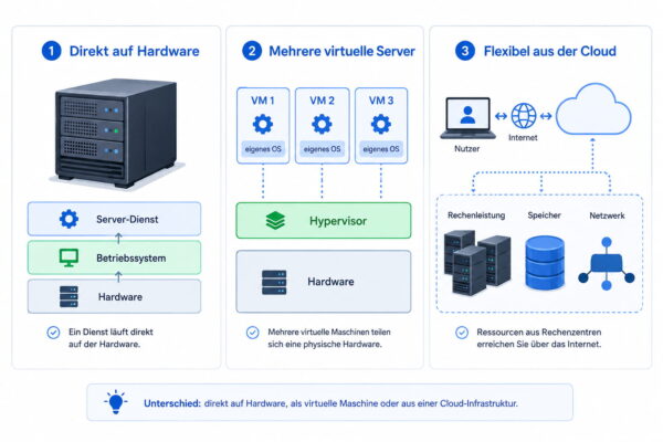 Physischer, virtueller und Cloud-Server Unterschied zwischen physischem Server, virtuellem Server und Cloud-Server