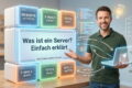 Illustration zum Thema Server einfach erklärt mit Beispielen für Webseiten, E-Mails und Fotos.