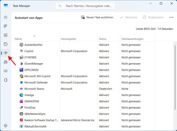 Windows Autostart Programme im Task-Manager verwalten