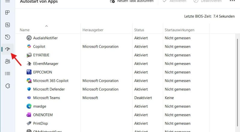Windows Autostart Programme im Task-Manager verwalten