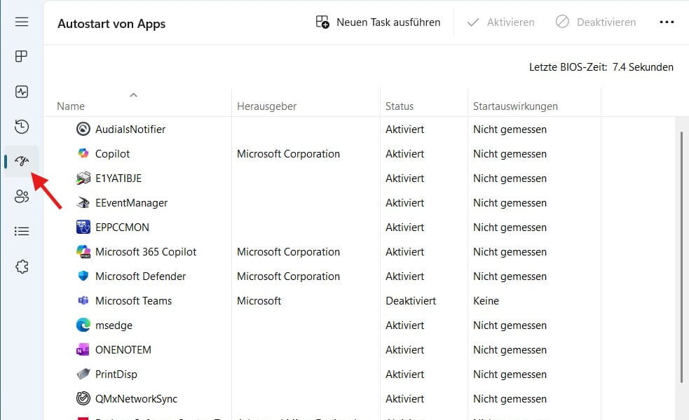 Windows Autostart Programme im Task-Manager verwalten