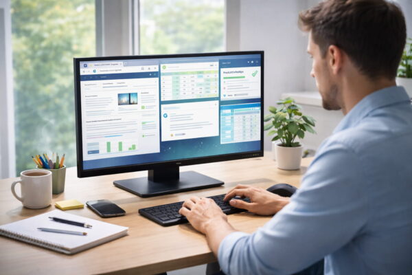 144 Hz Monitor im Büro mit mehreren Fenstern und flüssigem Arbeiten