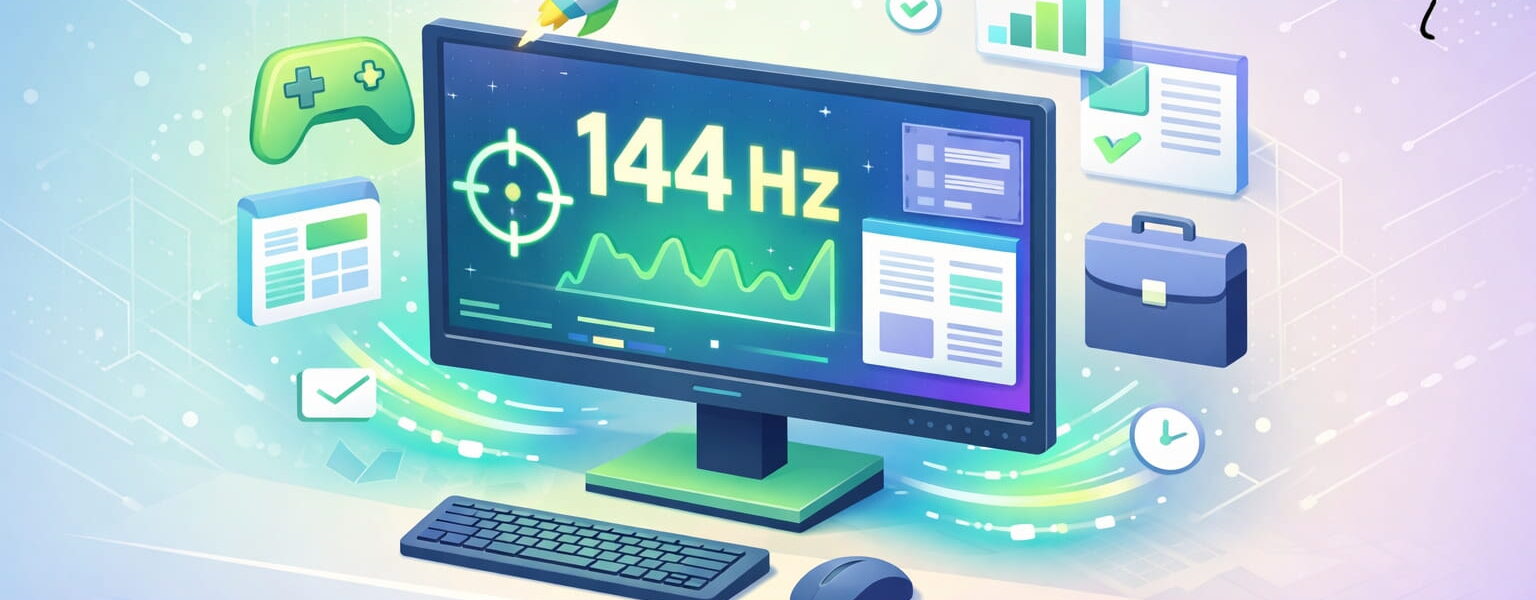 144 Hz Monitor im Büro und Gaming Einsatz mit flüssiger Darstellung