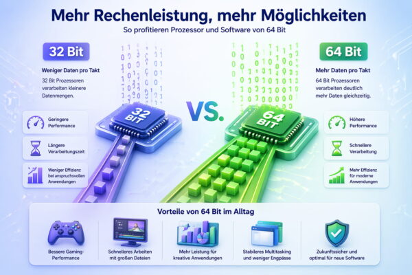 32 Bit vs 64 Bit Performance Vergleich: Unterschiede bei Rechenleistung und Datenverarbeitung einfach erklärt
