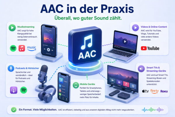 AAC Einsatzbereiche – Nutzung bei Streaming, Videos, Podcasts und mobilen Geräten