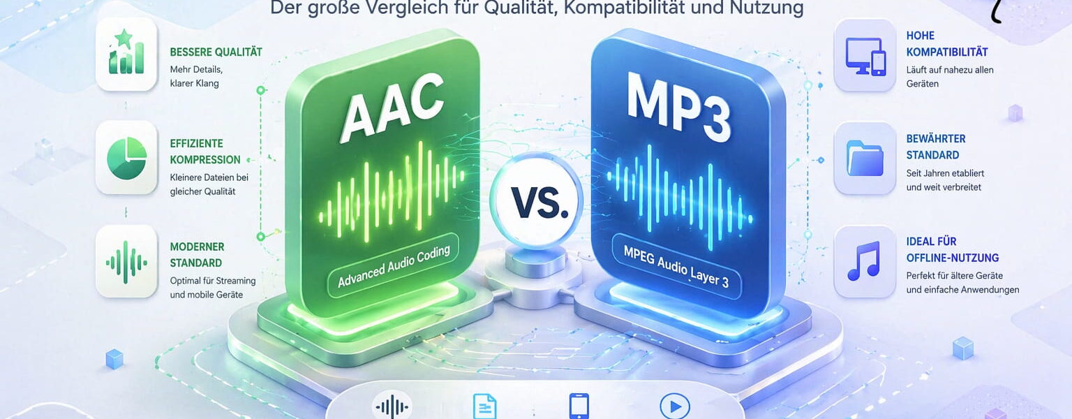 AAC vs MP3 Vergleich der Audioformate mit Fokus auf Qualität, Kompression und Kompatibilität