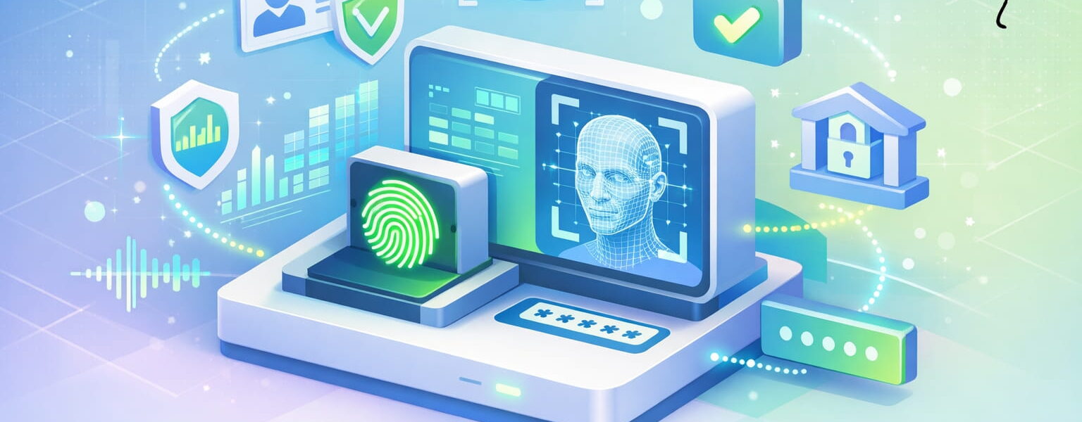 Biometrie Sicherheit mit Fingerabdruck und Gesichtserkennung auf modernem Gerät erklärt