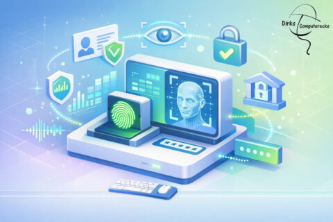 Biometrie Sicherheit mit Fingerabdruck und Gesichtserkennung auf modernem Gerät erklärt