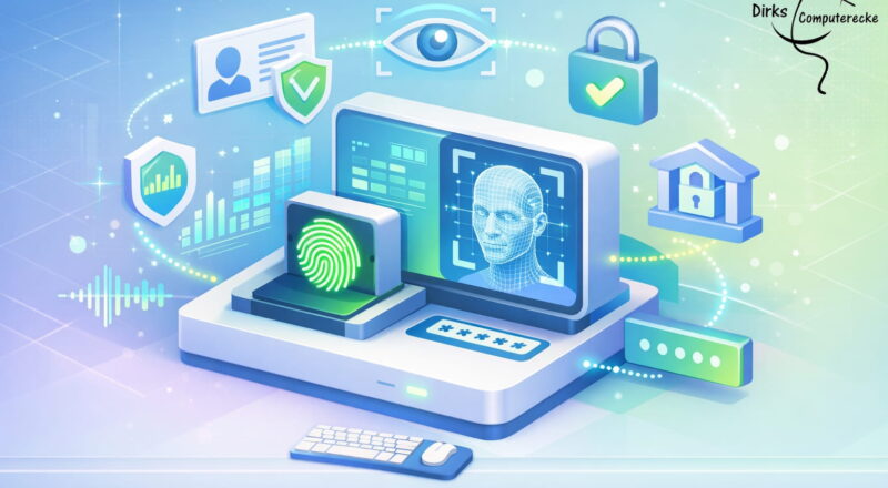 Biometrie Sicherheit mit Fingerabdruck und Gesichtserkennung auf modernem Gerät erklärt