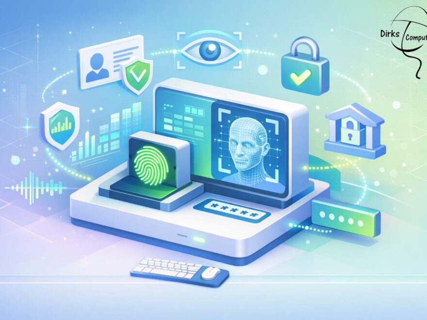 Biometrie Sicherheit mit Fingerabdruck und Gesichtserkennung auf modernem Gerät erklärt