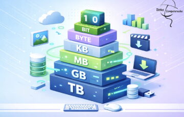 Bits und Bytes einfach erklärt mit Übersicht von KB, MB, GB und TB in einer Grafik