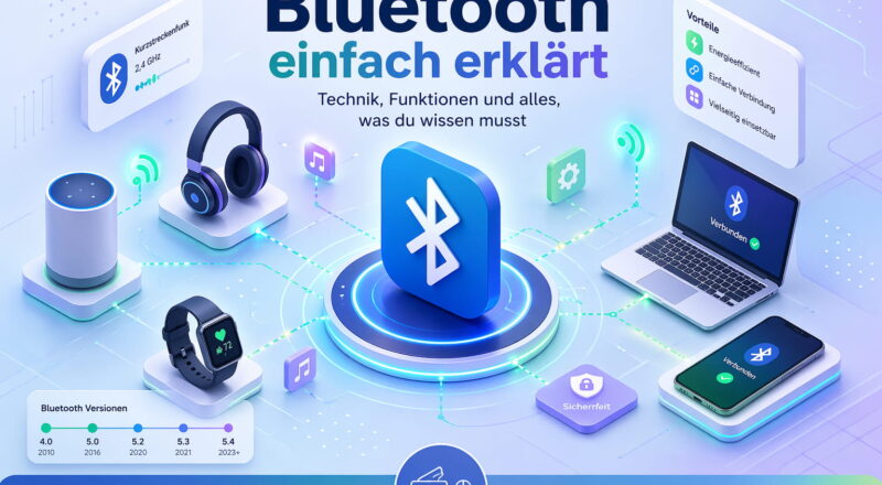 Bluetooth einfach erklärt: Drahtlose Verbindung zwischen Smartphone, Kopfhörern und Laptop verständlich dargestellt