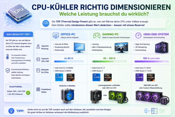 CPU Kühler Leistung wählen TDP Vergleich Gaming Office High End