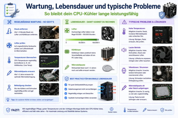 CPU Kühler Wartung Lebensdauer Probleme Reinigung Lüfter Wärmeleitpaste