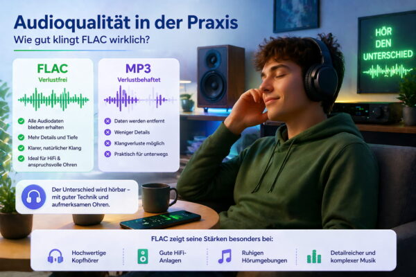 FLAC Audioqualität im Vergleich zu MP3: Unterschiede beim Klang in der Praxis erklärt