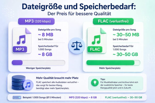 FLAC Dateigröße im Vergleich zu MP3: Speicherbedarf und Unterschiede einfach erklärt