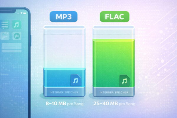 FLAC vs. MP3 Vergleich – Unterschied bei Dateigröße und Speicherbedarf pro Song