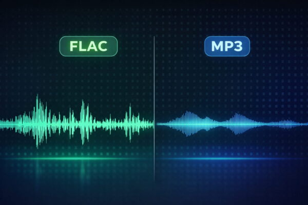 FLAC vs. MP3 Vergleich – Unterschied in der Audioqualität anhand von Wellenformen dargestellt