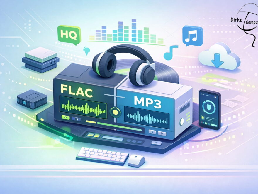 FLAC vs. MP3 Vergleich – Unterschied bei Klangqualität und Dateigröße anschaulich dargestellt