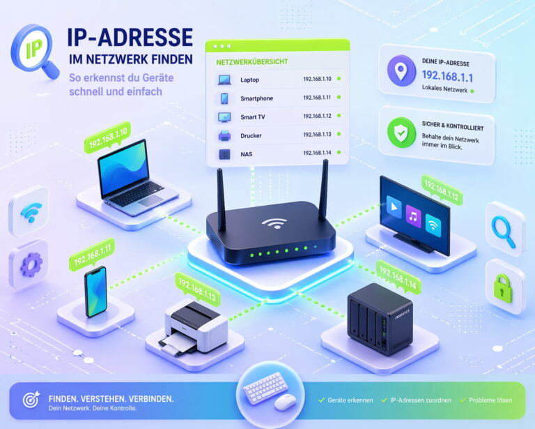IP-Adresse im Netzwerk finden: Übersicht verbundener Geräte im Heimnetzwerk mit Router und IP-Adressen