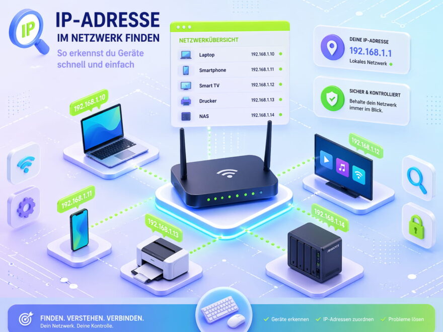 IP-Adresse im Netzwerk finden: Übersicht verbundener Geräte im Heimnetzwerk mit Router und IP-Adressen