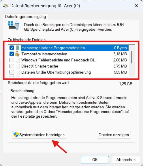 Junk Dateien mit der Datenträgerbereinigung entfernen Datenträgerbereinigung in Windows zum Entfernen von Junk Dateien