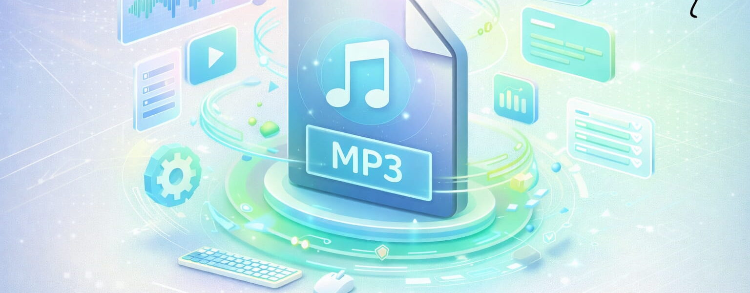 3D Illustration zu MP3 einfach erklärt mit Audioformat, Klangqualität und digitaler Kompression