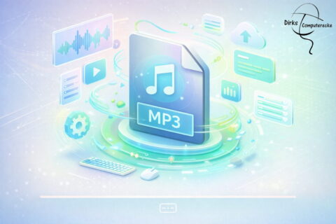 3D Illustration zu MP3 einfach erklärt mit Audioformat, Klangqualität und digitaler Kompression