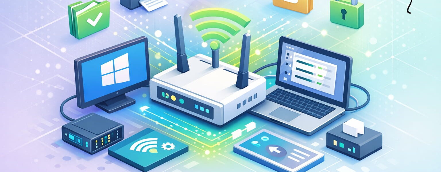 Netzwerk einrichten unter Windows mit Router, Laptop und PC im Heimnetzwerk