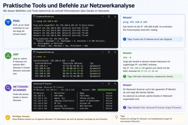 Netzwerkanalyse mit Ping, arp und IP-Scanner unter Windows