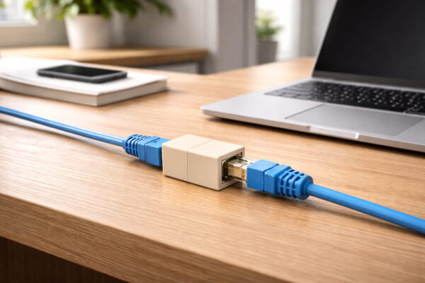 Netzwerkkabel verlängern mit RJ45 Kupplung einfach verbunden