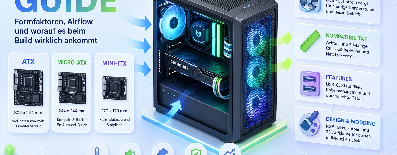 PC-Gehäuse Guide mit Überblick zu Formfaktoren, Airflow und Kompatibilität für den PC-Build