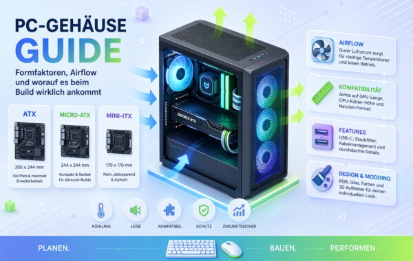 PC-Gehäuse Guide mit Überblick zu Formfaktoren, Airflow und Kompatibilität für den PC-Build