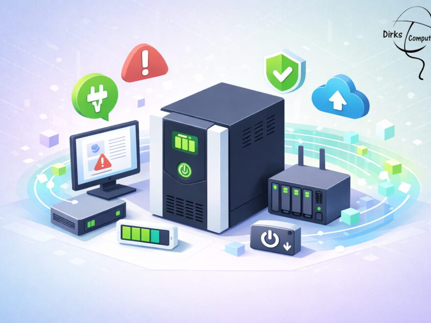 USV (unterbrechungsfreie Stromversorgung) schützt PC und Geräte bei Stromausfall