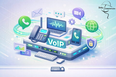 VoIP einfach erklärt: Telefonieren über das Internet mit Router, Smartphone und Datenübertragung visualisiert
