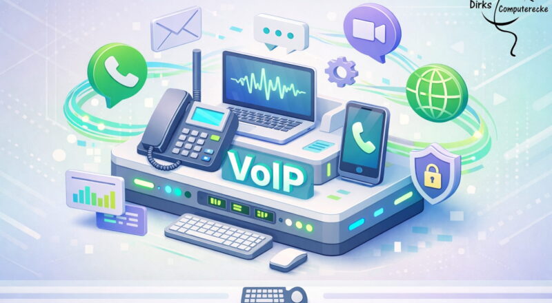 VoIP einfach erklärt: Telefonieren über das Internet mit Router, Smartphone und Datenübertragung visualisiert