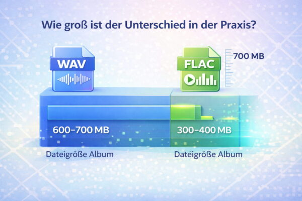WAV vs FLAC Dateigröße Vergleich – Speicherbedarf von Audioformaten einfach erklärt