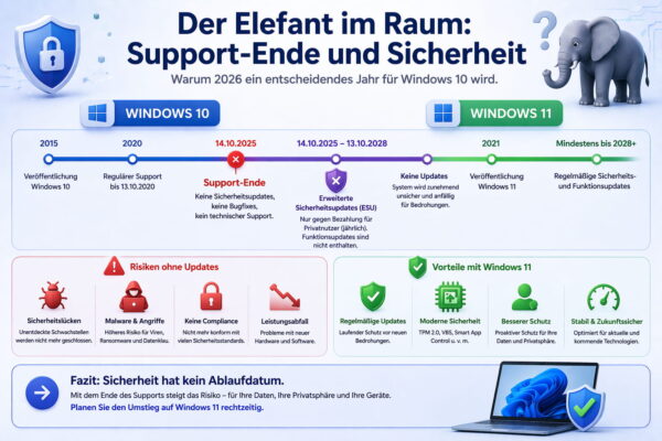 Windows 10 Support Ende 2025 und Sicherheitsrisiken im Vergleich zu Windows 11 Updates