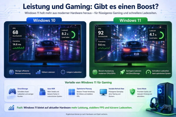 Windows 10 vs Windows 11 Gaming Performance Vergleich mit FPS, Ladezeiten und DirectStorage