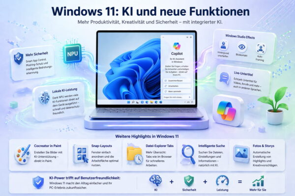 Windows 11 KI Funktionen mit Copilot, NPU und neuen Features im Überblick