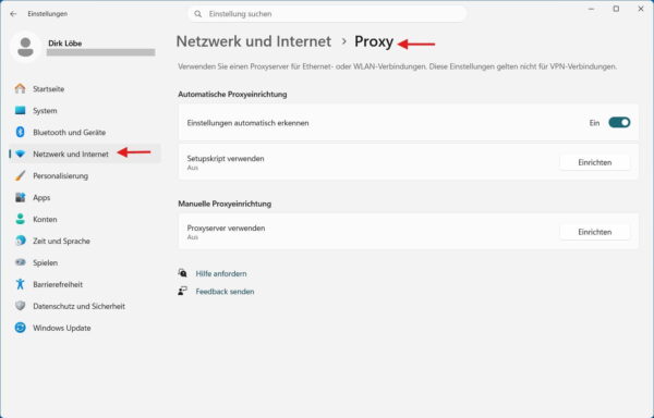 Proxy-Einstellungen unter Windows 11