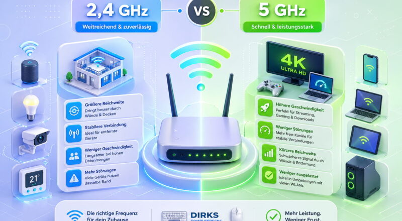 2,4 GHz vs 5 GHz WLAN Vergleich mit Reichweite und Geschwindigkeit im Überblick