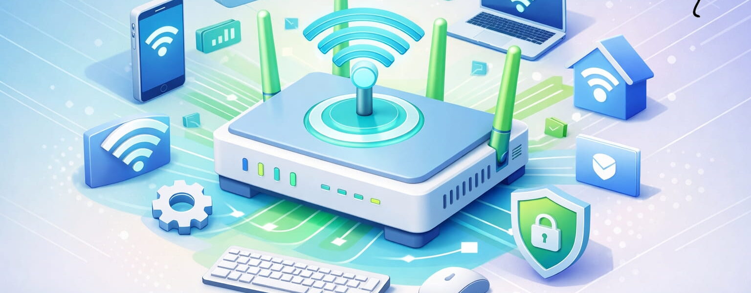 WLAN einfach erklärt mit Router und verbundenen Geräten im Heimnetzwerk