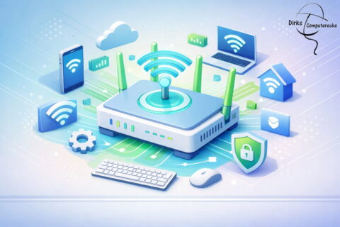 WLAN einfach erklärt mit Router und verbundenen Geräten im Heimnetzwerk