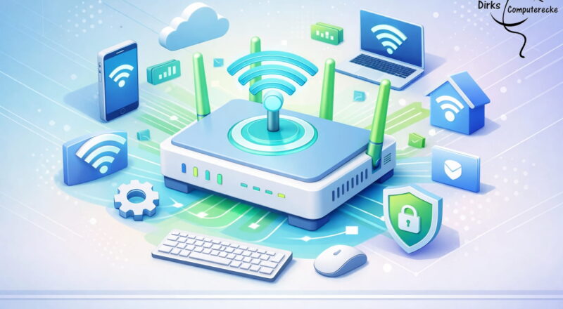 WLAN einfach erklärt mit Router und verbundenen Geräten im Heimnetzwerk