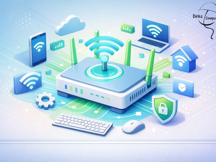 WLAN einfach erklärt mit Router und verbundenen Geräten im Heimnetzwerk