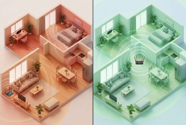 WLAN Reichweite Vergleich mit schlechter und optimaler Router Position in der Wohnung